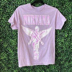 NIRVANA Purple Short Sleeve Tee Iconic Band Design